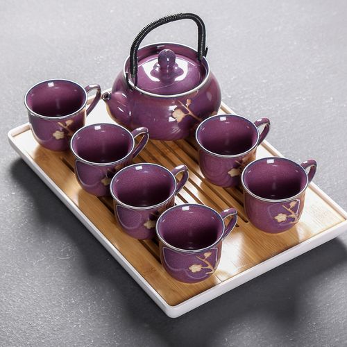天目窑变·钧窑提梁壶功夫茶具套装——还原日式茶道的静谧之美
